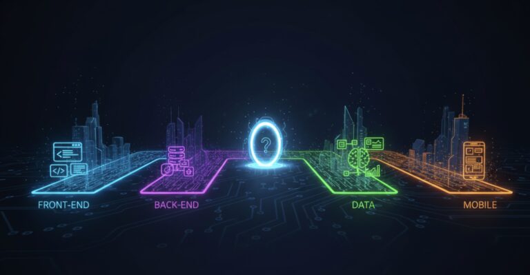Quel parcours choisir pour debuter : front-end, back-end, data ou mobile ?